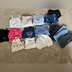 Lot of girls size 9/10 clothing. Abercrombie, Nike, Champion